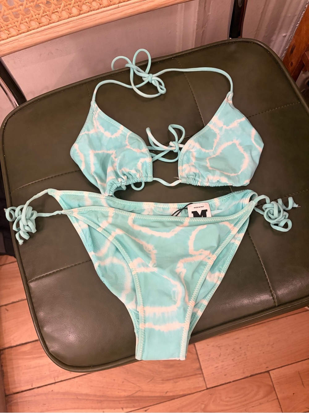 Aqua Tie-Dye String Bikini Set